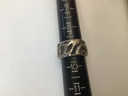Vintage Silver UNIQUE Ring Brutalist I Art Size 9 Sterling 925 18.5 Grams