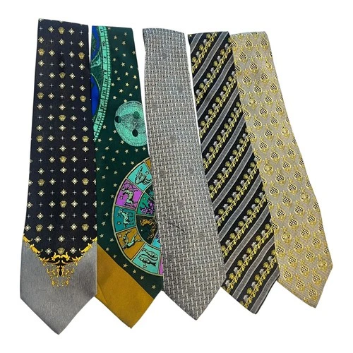 Gianni Versace Silk Tie Lot of 5 Designer Neckties Baroque Geometric Vintage - product listing photo