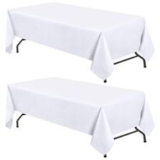WEALUXE White Table Cloths for 8 Foot Rectangle Tables, 2-Pack, 60x126 inches...