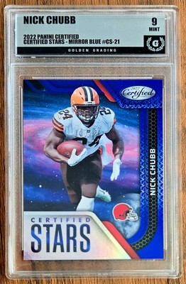 Nick Chubb 2022 Panini Certified Stars #CS-21 Mirror Blue /75 GG 9 Mint