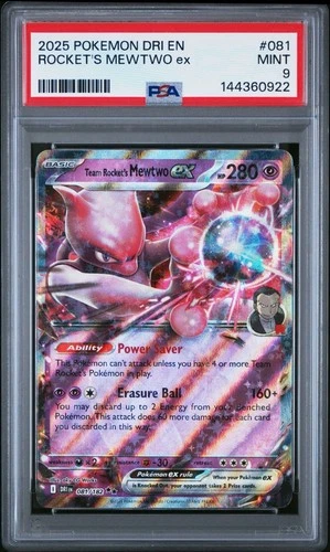 2025 Pokemon DRI EN-Destined Rivals #081 Team Rocket's Mewtwo EX PSA 9 MINT Rare