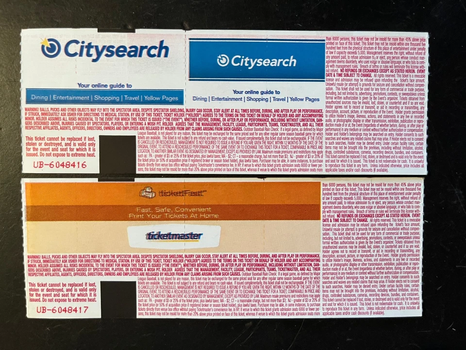 PAIR UNUSED TICKETS GIN BLOSSOMS & SHAWN MULLINS--TABERNACLE SEPTEMBER 30, 2006 - Image 2 of 2
