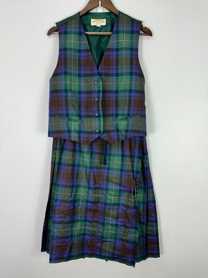 James Pringle Weavers Womens 14 Wool Plaid Tartan Vest Skirt