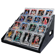 7-Tier Wooden Card Display Stand, 12.6" Trading Card Shelf, Versatile Display...