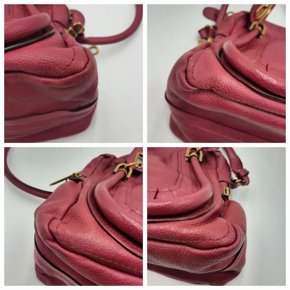 Bolsa de ombro Chloe Paraty rosa brilhante tiracolo couro tamanho grande. - Imagem 2 de 4