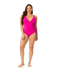 Anne Cole Womens Solid Wrap-Tie One-Piece Hibiscus 6
