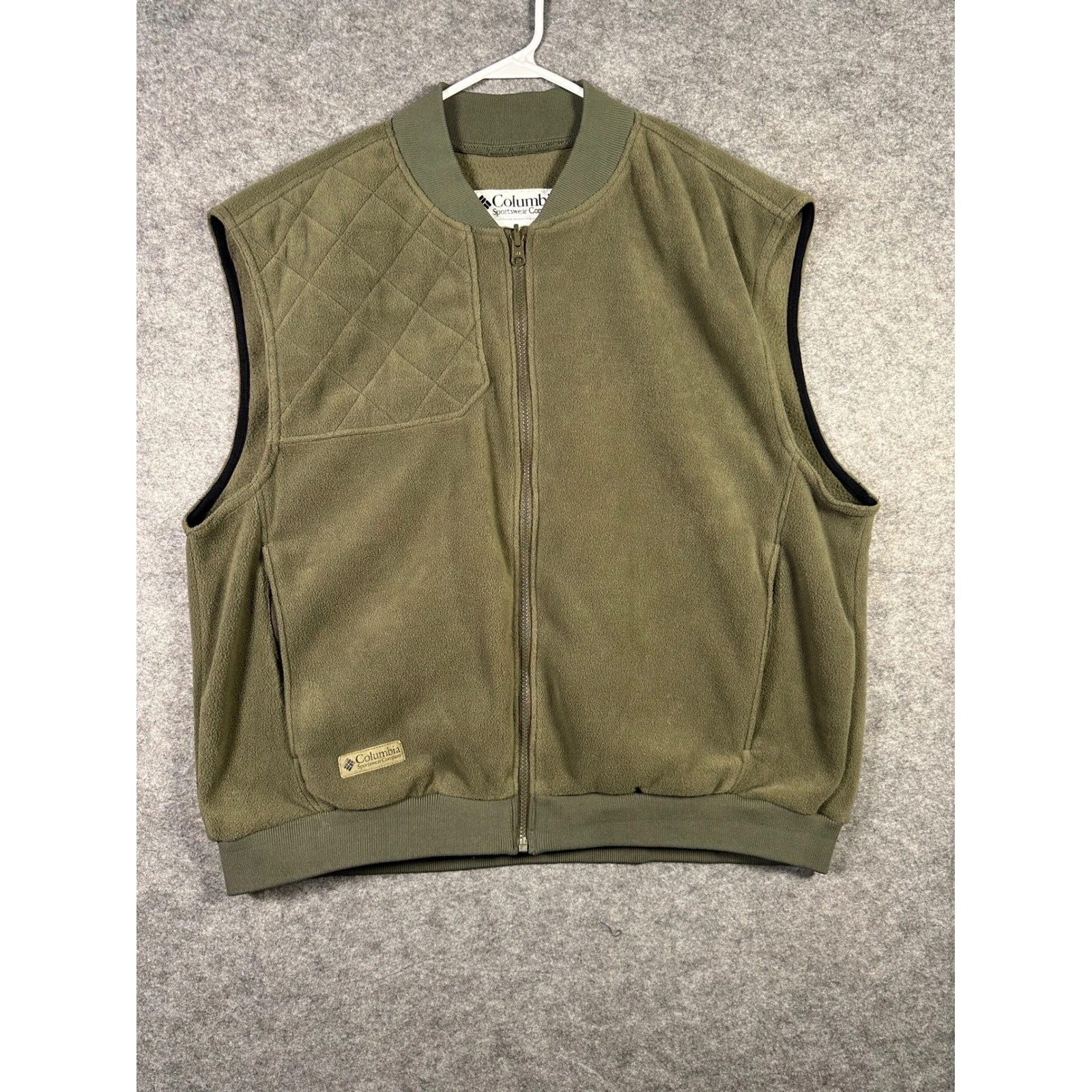 Columbia Sportswear Vest Mens XL Full Zip Fleece Olive Green Outdoors