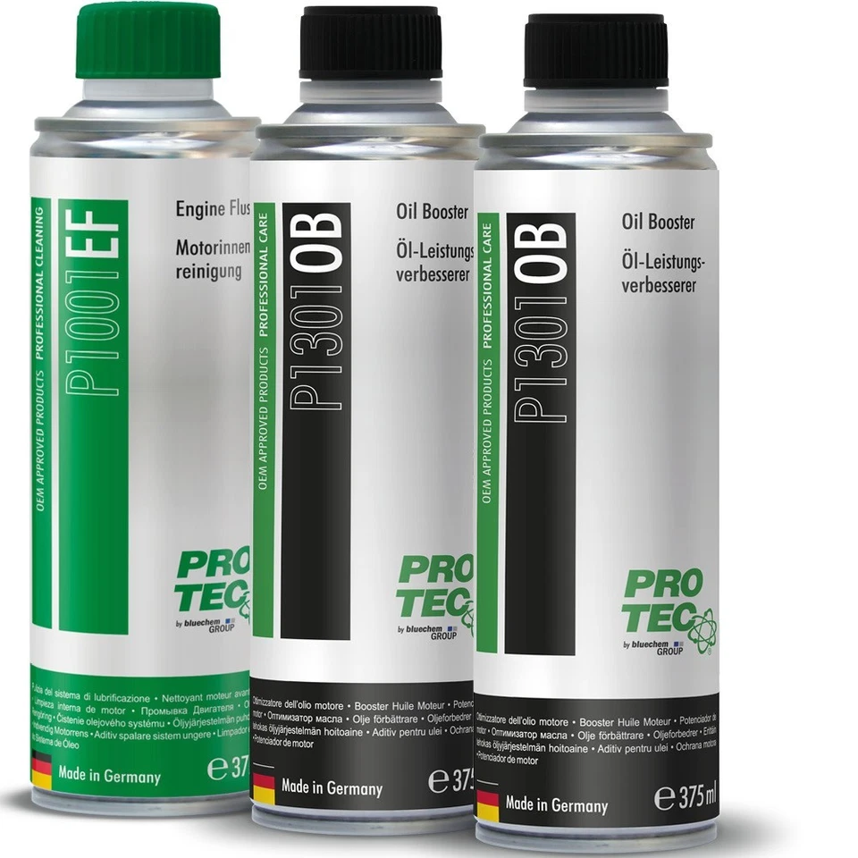 PRO-TEC P1001 + 2x P1301 Motorinnenreinigung + Öl-Leistungsverbesserer 375 ml