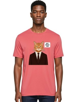 Not-Meow-Job-2 Mens Graphic Tee, 100% Cotton, Casual Summer Wear