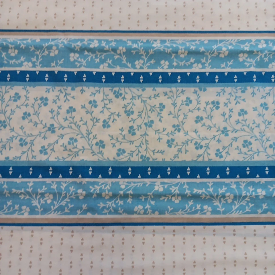 NOS Pillowcases KING Blue Beige Floral Cottage Set of 2 Cotton Prairie Boho VTG - Image 4 of 4