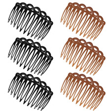 6 Pcs French Hair Side Combs black, dark brown 