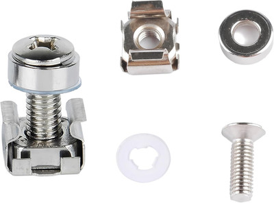50PCS M6 X 16Mm Rack Mount Cage Nuts, Screws & Nylon Washers Set, Silver Carbon