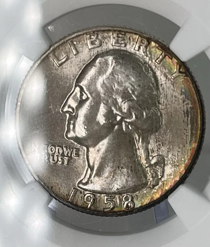 1958 D WASHINGTON QUARTER 25c - PCGS MS66 - Nice Rim Toning