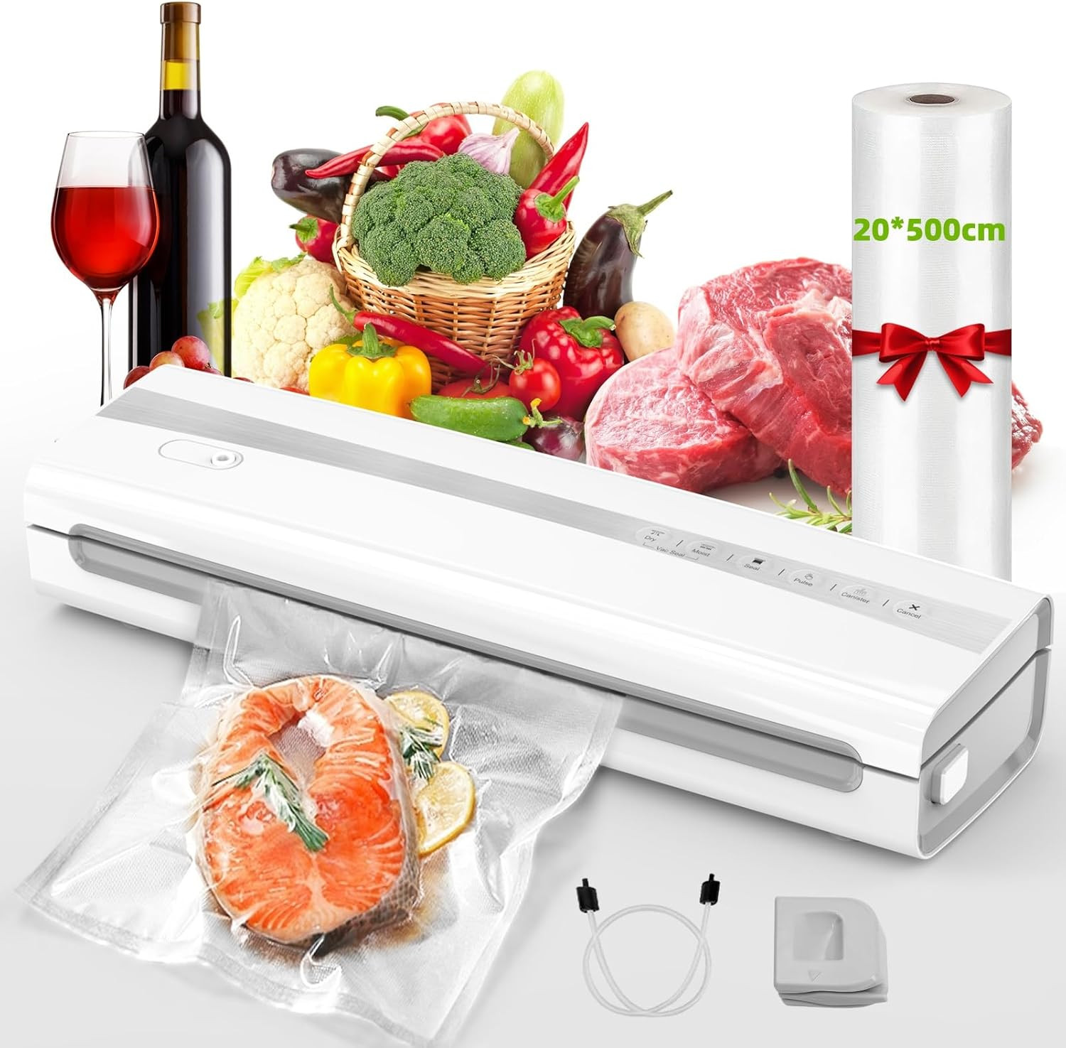 Macchina Sottovuoto Alimenti 5 in 1 Professionale con Rotolo 5M Omaggio
