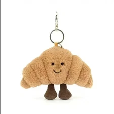 Jellycat Croissant Plush Keychain Bag Charm – Cute Soft Stuffed Pendant - NWT