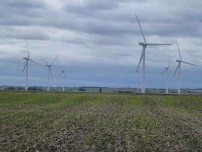 Photo 6x4 Red Tile Wind Farm Tick Fen  c2011