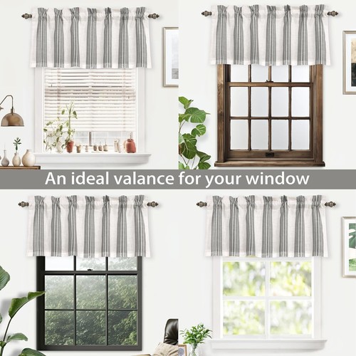 Chris Vertical Striped Linen Blackout Valance Lined Thermal Curtain w/Rod Pocket - 第 3/9 張圖片