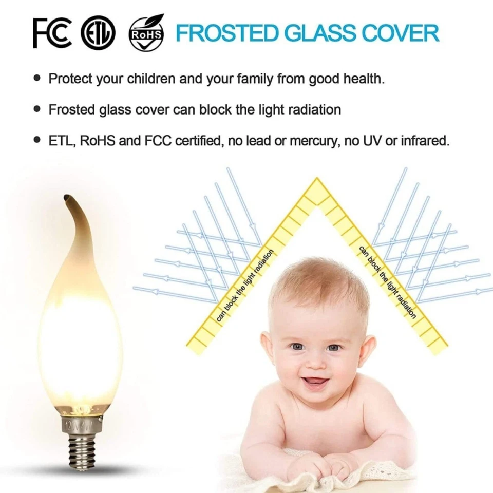 Candelabra Bulb 40W Equivalent 450LM 4000K Daylight White E12 Base LED Filament - Image 2 of 4