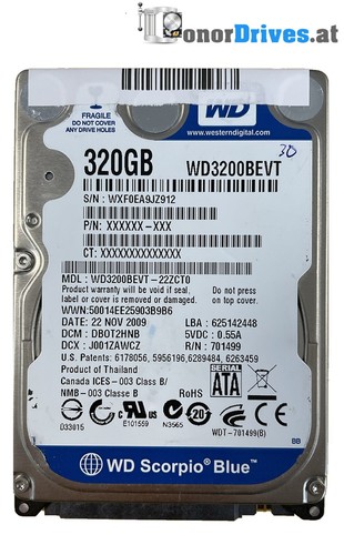Western Digital WD3200BEVT-22ZCT0 - 320 GB - SATA - PCB 2060-701499-005 Rev. A*