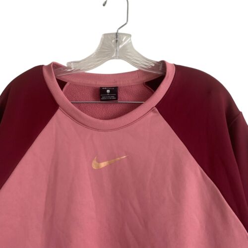 Nike DRI-FIT Women's Sweatshirt Plus 3X Pink Raglan Sleeve Fleece Lined Sweater - Picture 4 of 9