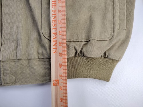 Orvis Vintage Brown Khaki Canvas Bomber Leather Trim Jacket A2 G1 Flight Mens XL - Picture 7 of 8