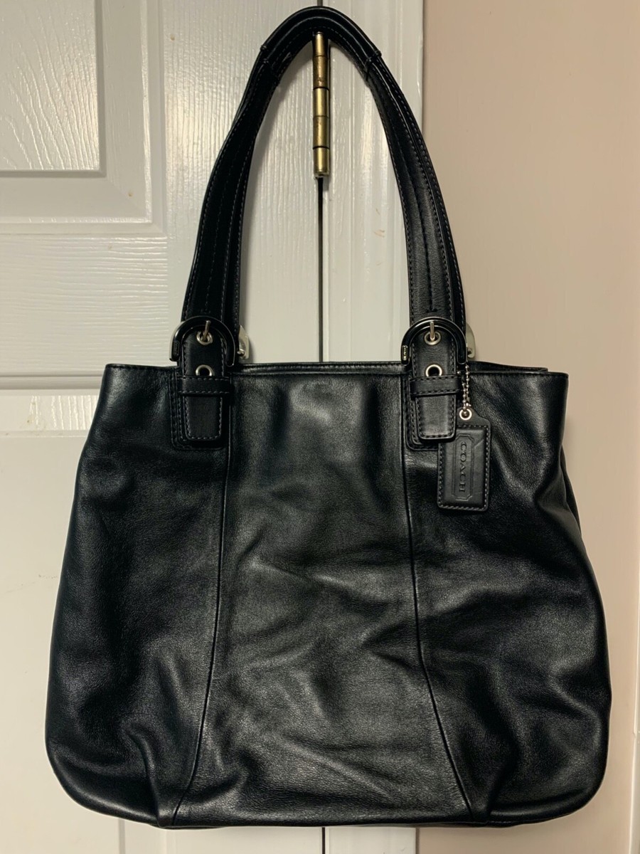 Coach Soho North South Tote Womens Black Leather Handbag Great