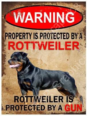 Metal sign Warning Property is Protected by a Rottweiler 9x12 inch Aluminum Sign