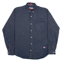 TOMMY HILFIGER Womens Shirt Grey Crazy Pattern Long Sleeve L