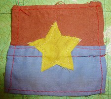 NLF FLAG - Patch - National Liberation Front - VC HAND SEWN - Vietnam War, B.330