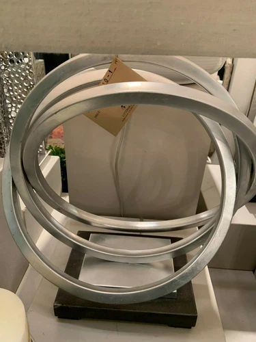 SOROCA MODERN ART DECOR 28" METALLIC SILVER METAL BASE TABLE LAMP 27310    - Picture 2 of 4