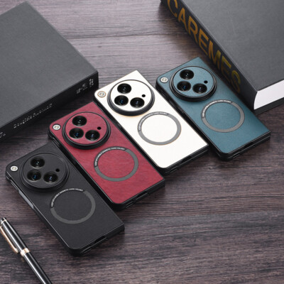 For OnePlus Open Magnetic Case PU Leather Retro Ultra Slim Mag Safe Phone Cover