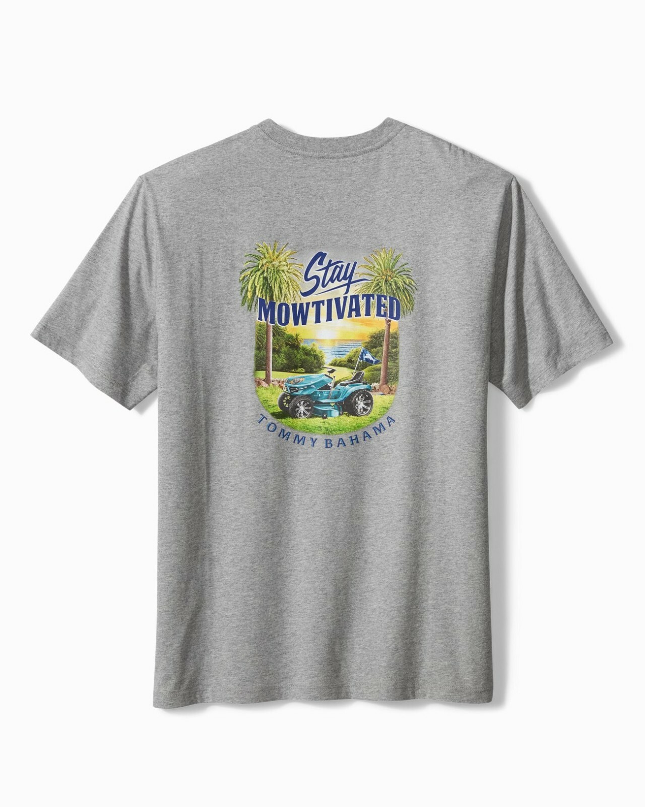 Tommy Bahama Men's SZ L Crew Neck "Stay Mowtivated"  T-Shirt Gray