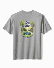 Tommy Bahama Men's SZ L Crew Neck "Stay Mowtivated"  T-Shirt Gray