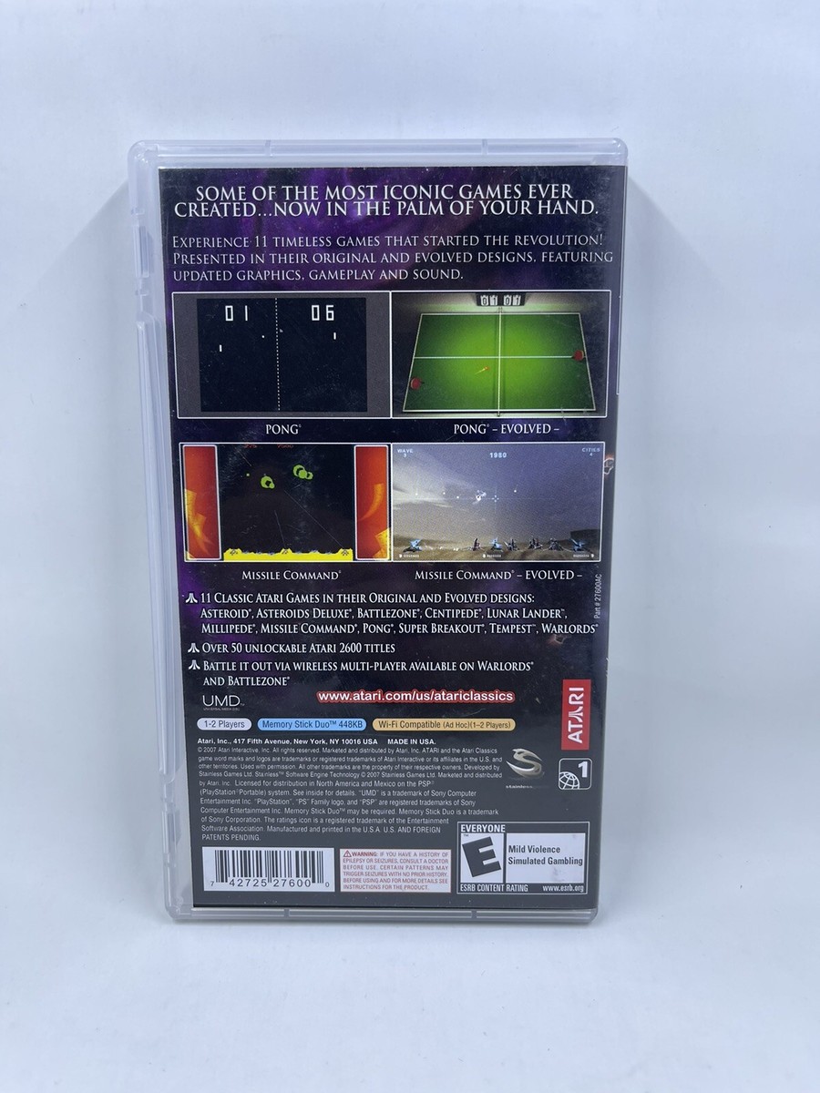 Atari Classics Evolved Sony PSP 2007 Complete Case Game Manual