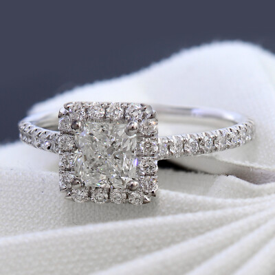 U-Pave Princess Cut Halo Diamond Engagement Ring 14K G - Main Image
