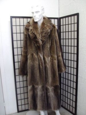 BRAND NEW NATURAL RACCOON FUR LONG COAT MEN MAN