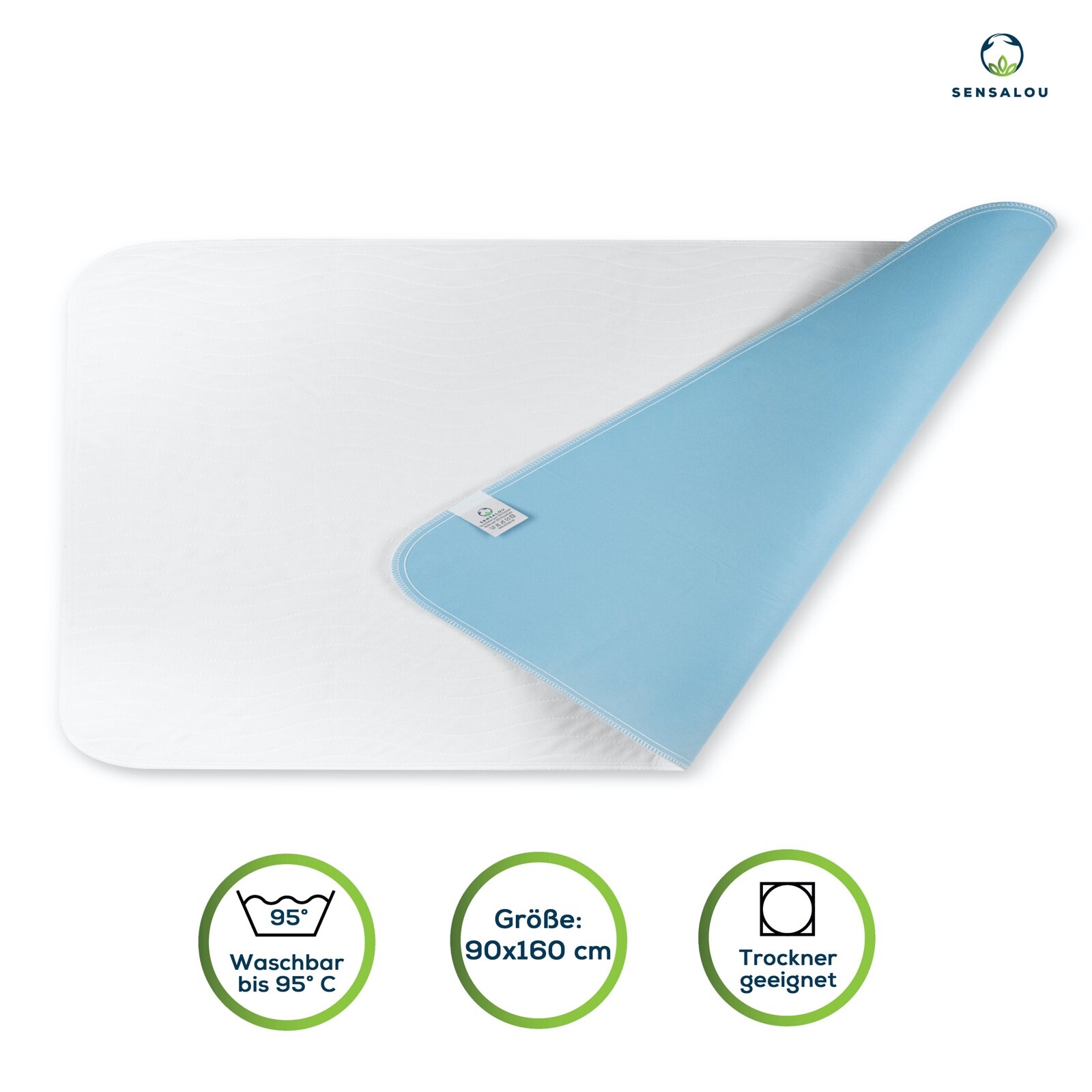 Sensalou Inkontinenz Unterlage Bett Auflage Matratzen Schutz waschbar weiß