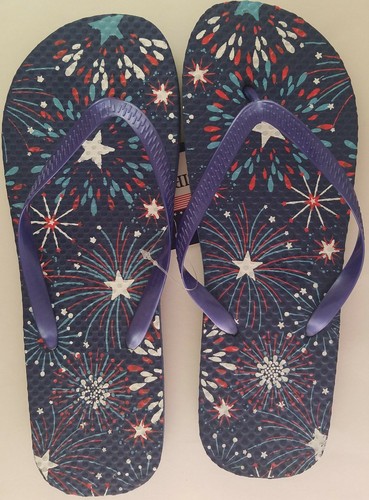 Patriotic Ladies Flip Flops Fireworks Stars & Stripes, Select: Design & Size - 第 5/9 張圖片