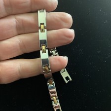 Magnetic Silver Gold Tone Metal Link Bracelet 7.5 Arthritis