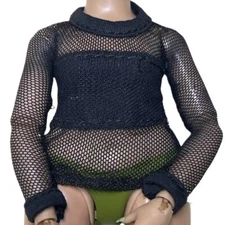 Rainbow High Mila Berrymore Doll Outfit Black Mesh Long Sleeve Fishnet Top Shirt