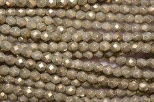 Czech Fire Polished 4mm round faceted glass beads - Halo Ethereal Linen