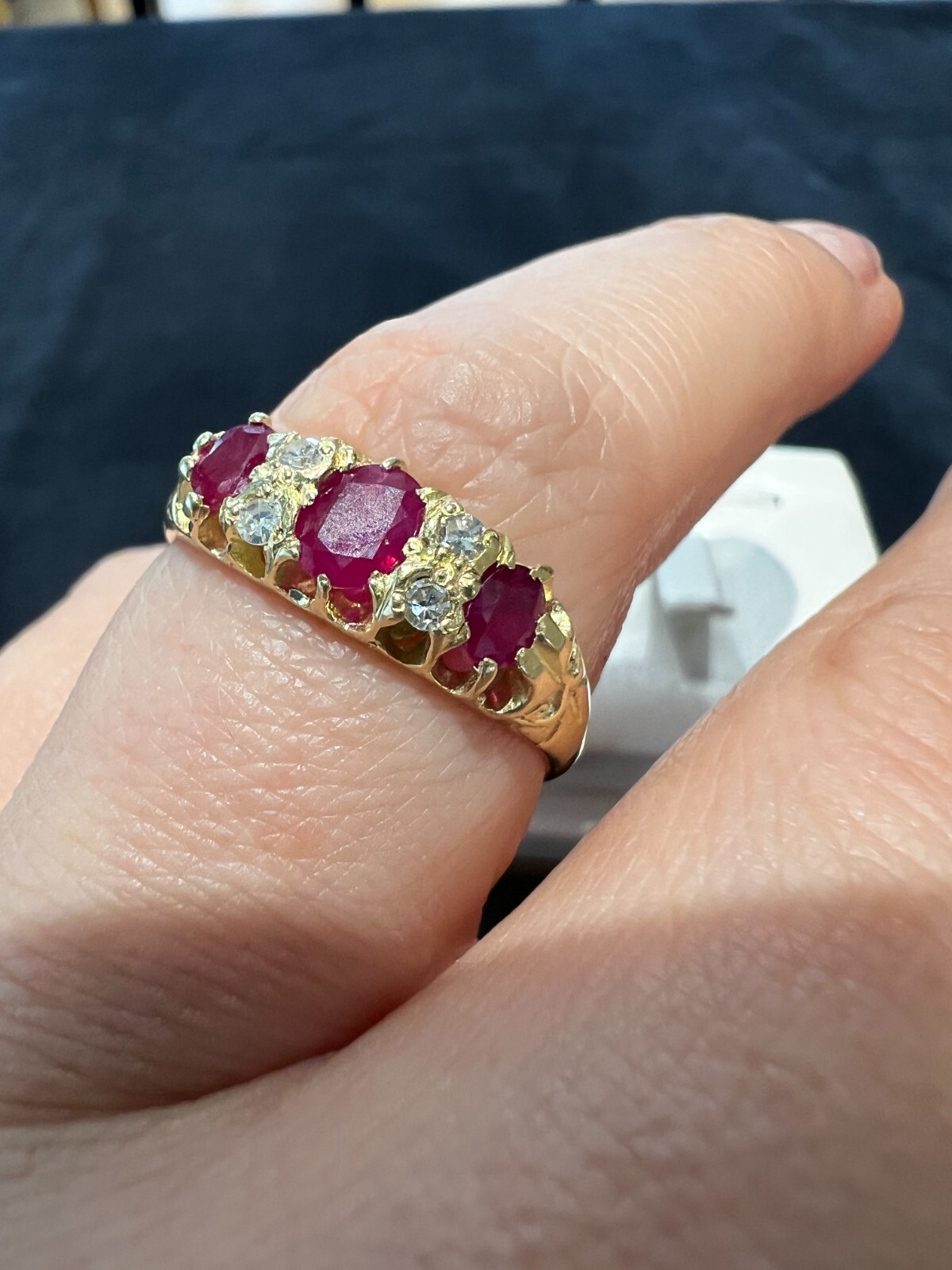 18ct Yellow Gold Ruby Diamond Ring - image 4