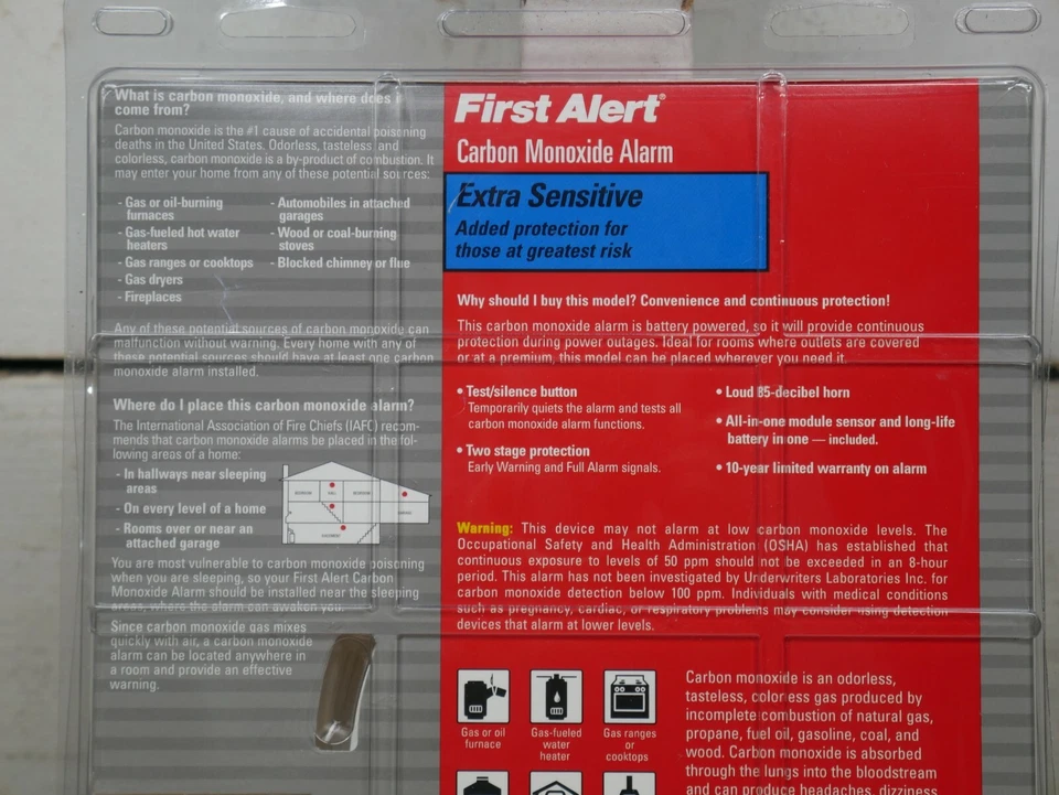 First Alert Carbon Monoxide Alarm Extra Sensitive - Image 3 of 3
