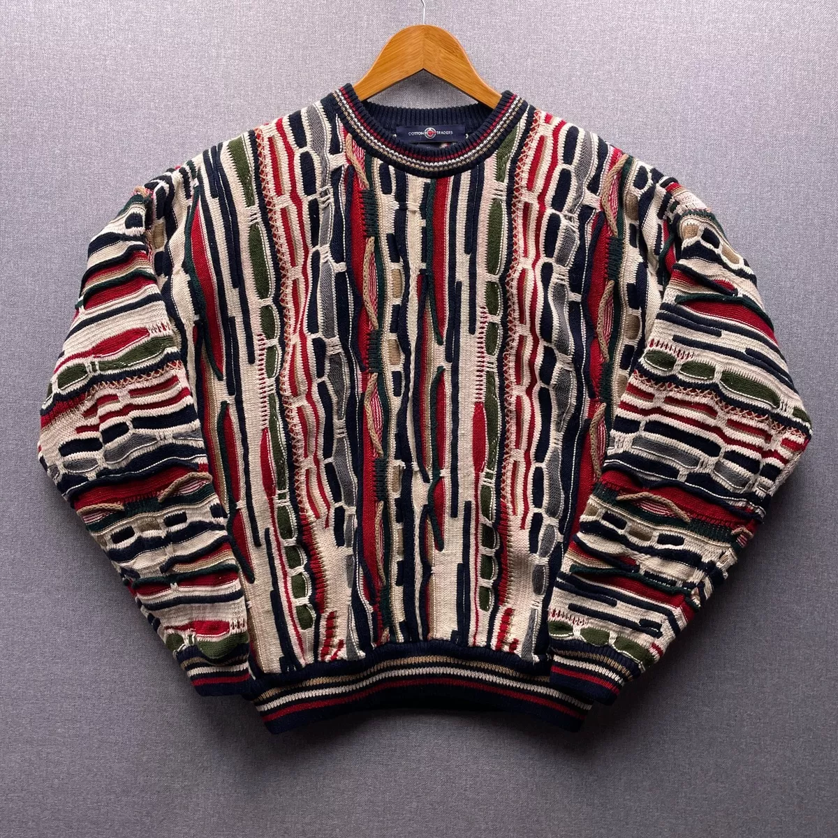 Vtg Cotton Traders Textured Knit Adult Extra Large Thick Biggie Sweater Mens