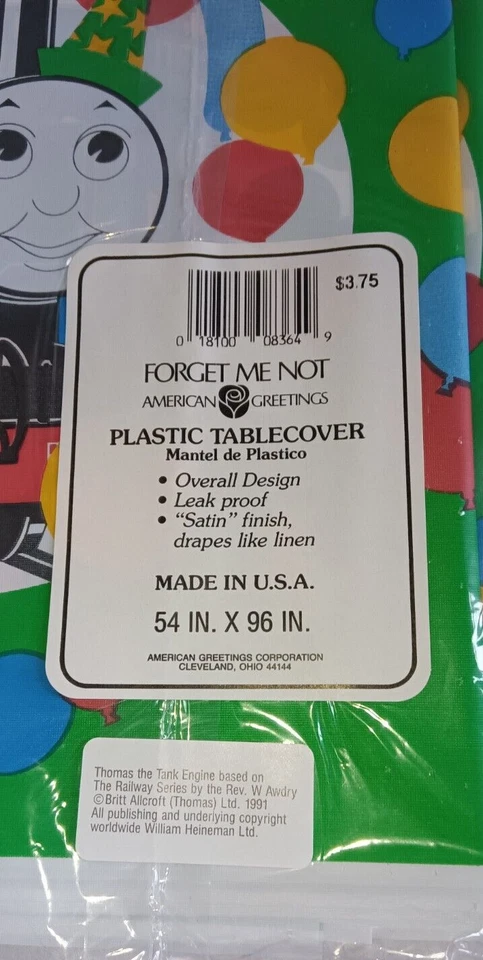 Vintage 1991 NOS Thomas the Tank Train Tablecloth 54” x 96” Birthday Party Nice! - Image 3 of 3