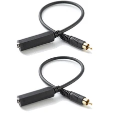 2X 6.35mm 1/4" Mono Female Jack to RCA Male Plug Audio Adapter Cable Converter