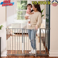 Extra Wide Walk Thru Baby Pet Safety Gate Adjustable Durable Safety Lock New