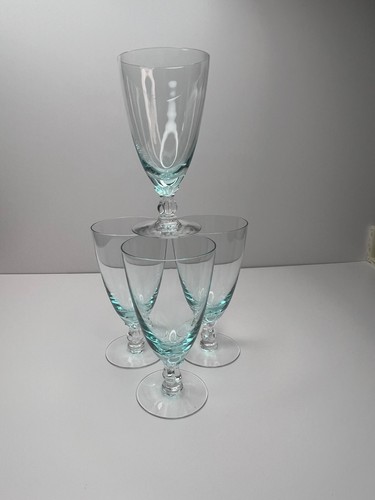 #6055 Set of 4 Vtg. Fostoria Rhapsody Crystal Turquoise Bowl Footed Juice Glass - Picture 4 of 17