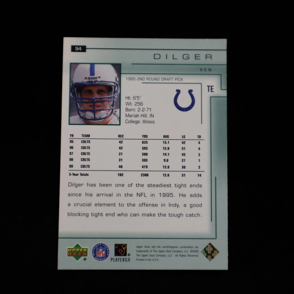 2000 Ken Dilger  Indianapolis Colts Encore Upper Deck  #94 - Image 2 of 2