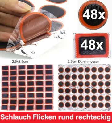 Fahrradflicken rund eckig Flicken Flickzeug Reparatur Reifen Schlauchflicken Set